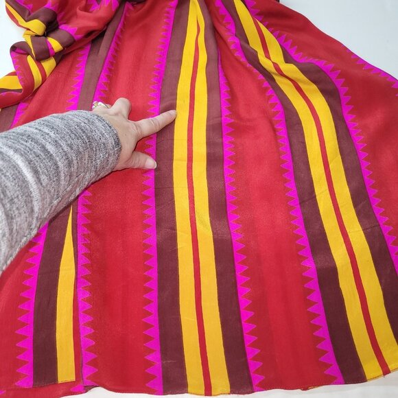 Anthropologie Anupamaa Tesni Striped Maxi Dress Womens XS‎ Pink Gold Purple Silk - Picture 12 of 13